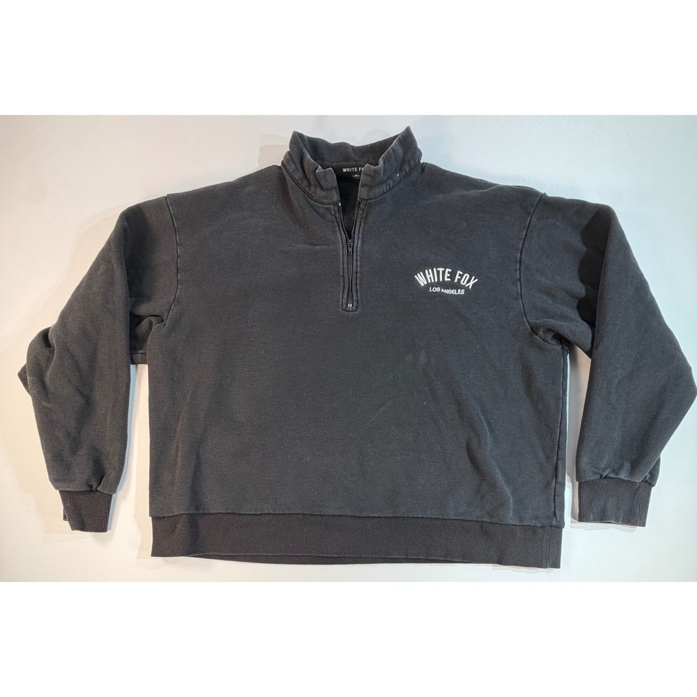 White Fox Boutique Los Angeles Quarter Zip Sweatshirt Charcoal Black L/XL